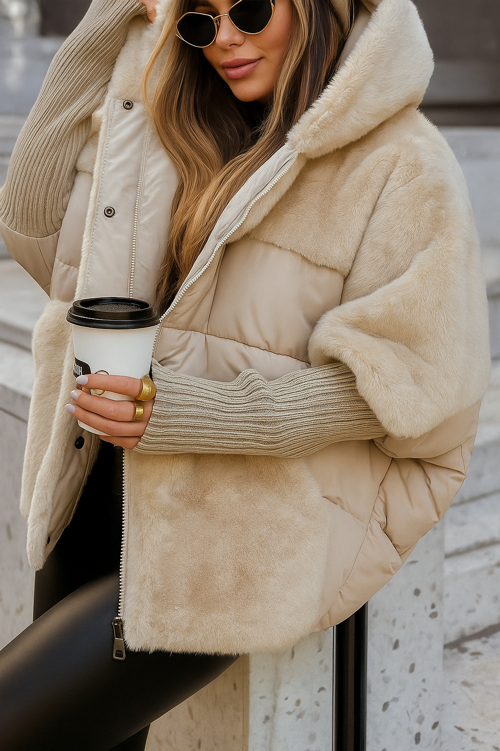 ABRIGO ACOLCHADO CON CAPUCHA FRANCES