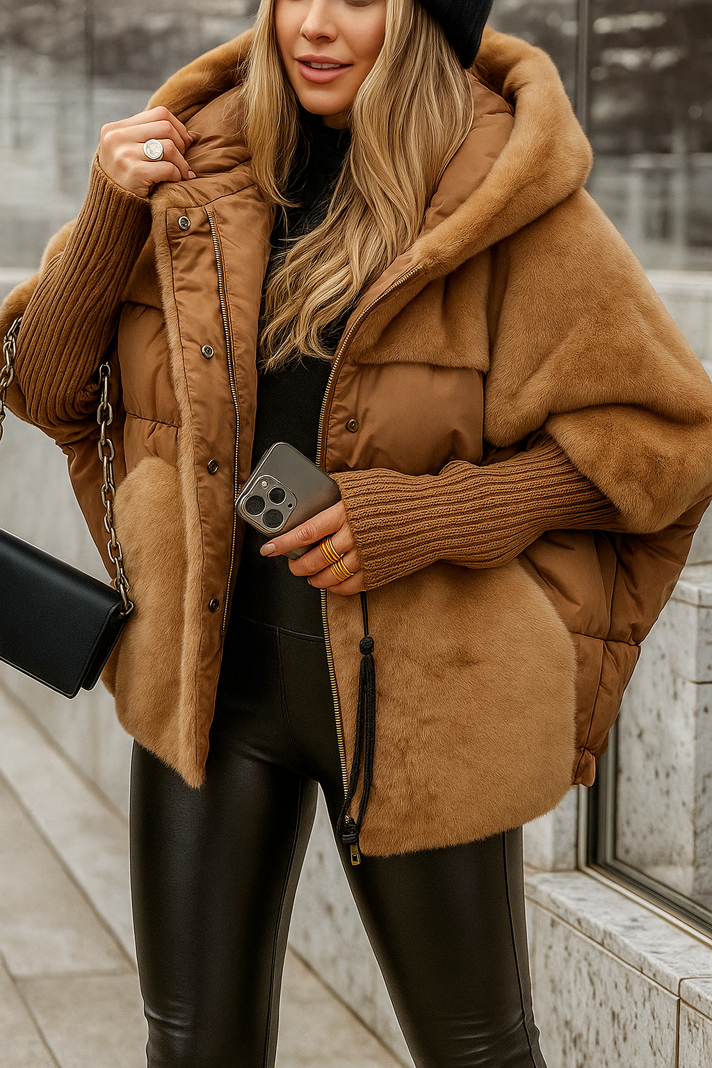 ABRIGO ACOLCHADO CON CAPUCHA FRANCES