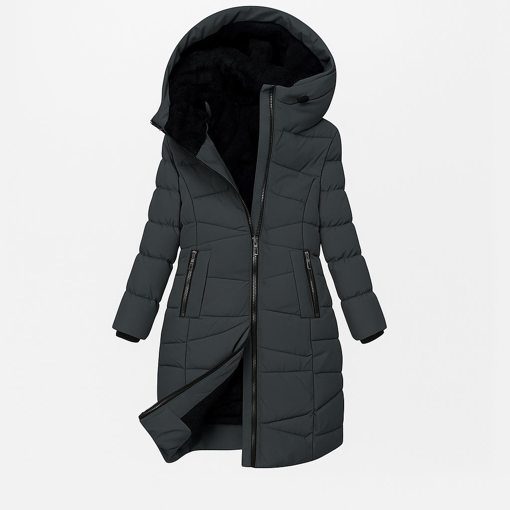 Florentina Long Quilted Hooded Coat
