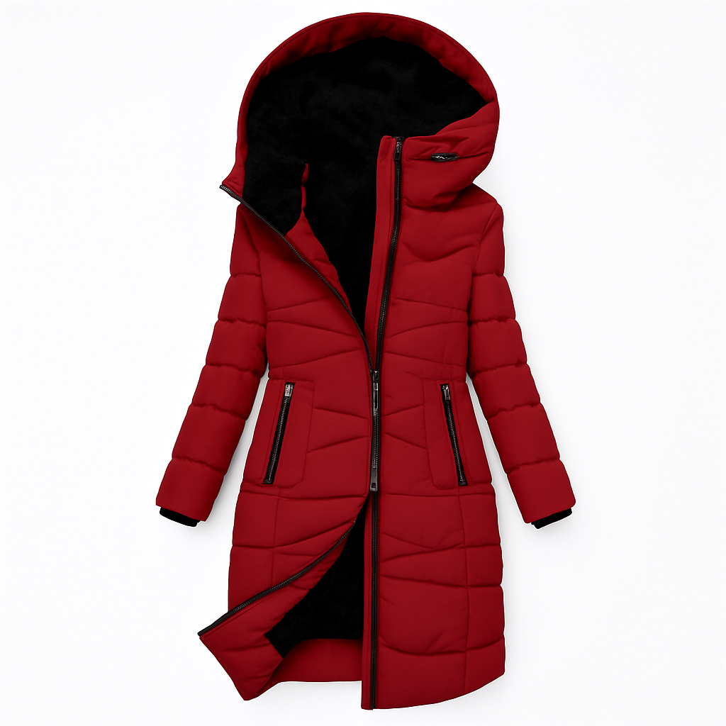 Florentina Long Quilted Hooded Coat